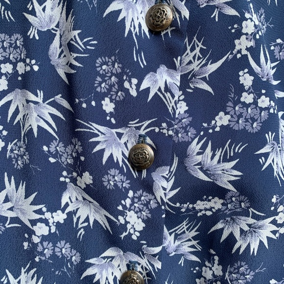 Vintage Hiroko Maxi Blue Button Up Floral Dress - Picture 5 of 8